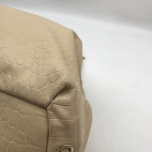 Elaine Turner Cream Embossed Leather Drawstring & Shoulder Bag - Picture 7 of 12